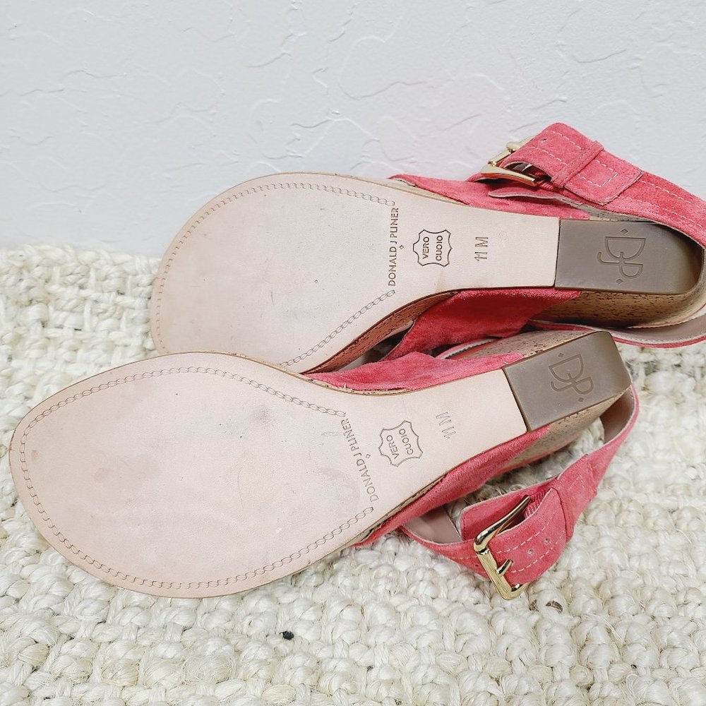 Donald J Pliner Leather Ankle-Strap Coral Alma Wedge Heels - Picture 8 of 8